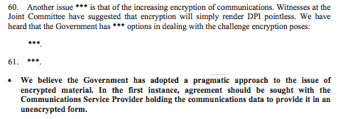 From the encryption section of the report